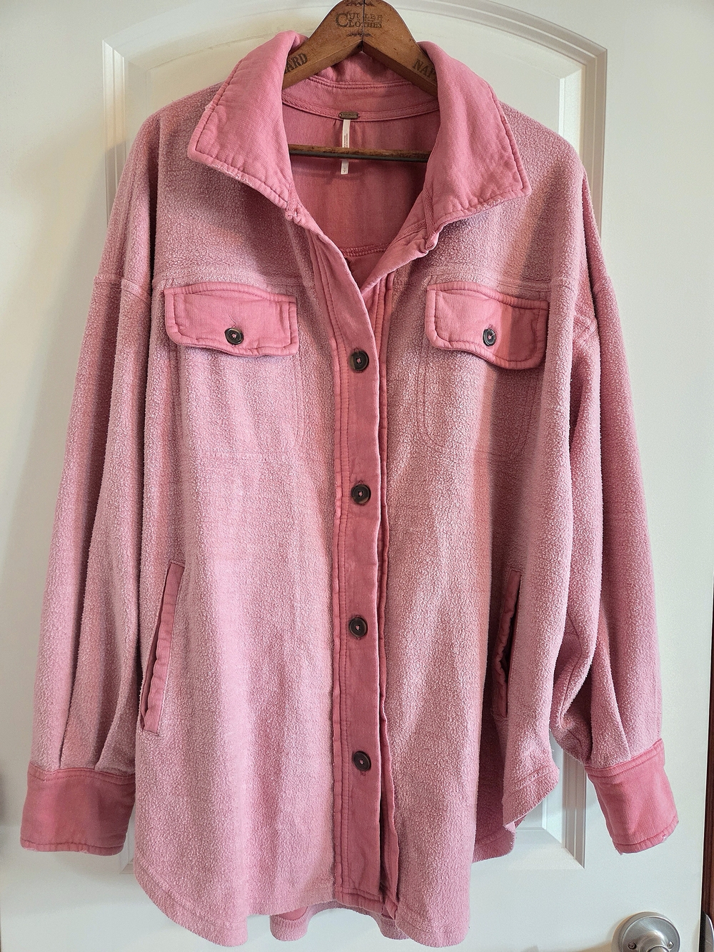 Free People We The Free Ruby Jacket Sweetheart Pink Fleece Shacket Oversized S